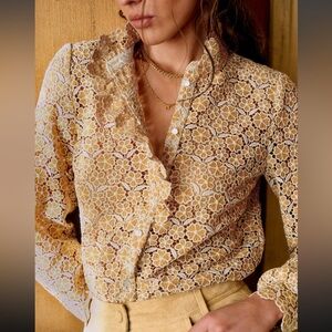 Sezane Chlo Shirt Guipure Ocre